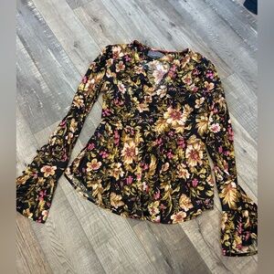 Anthropologie floral blouse with button detail
